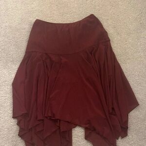 Motel Rocks Asymmetrical Wine Skirt
